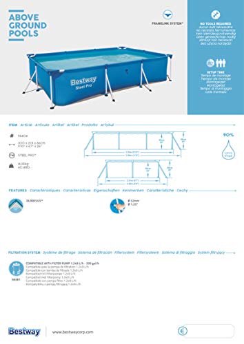 Bestway Steel Pro | Metal Frame Above Ground Pool, Family Outdoor Pool 13.1ft