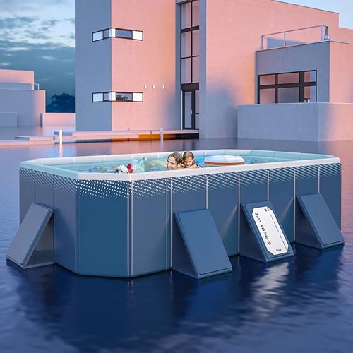 Foldable Swimming Pool Portable Pool for Kids and Adults Includes Patches Rectangular Shaped with Sturdy Support for Backyard arden, Backyard, Lawn(2.6m/8.5ft)