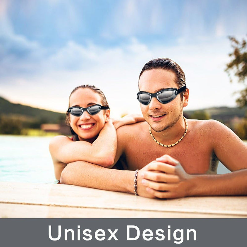 Hurdilen Swim Goggles, Swimming Goggles Anti-Fog UV Protection Coated Lens No Leaking with Swim Cap,Nose Clip,Earplugs,Case for Men Women Adult Youth Kids
