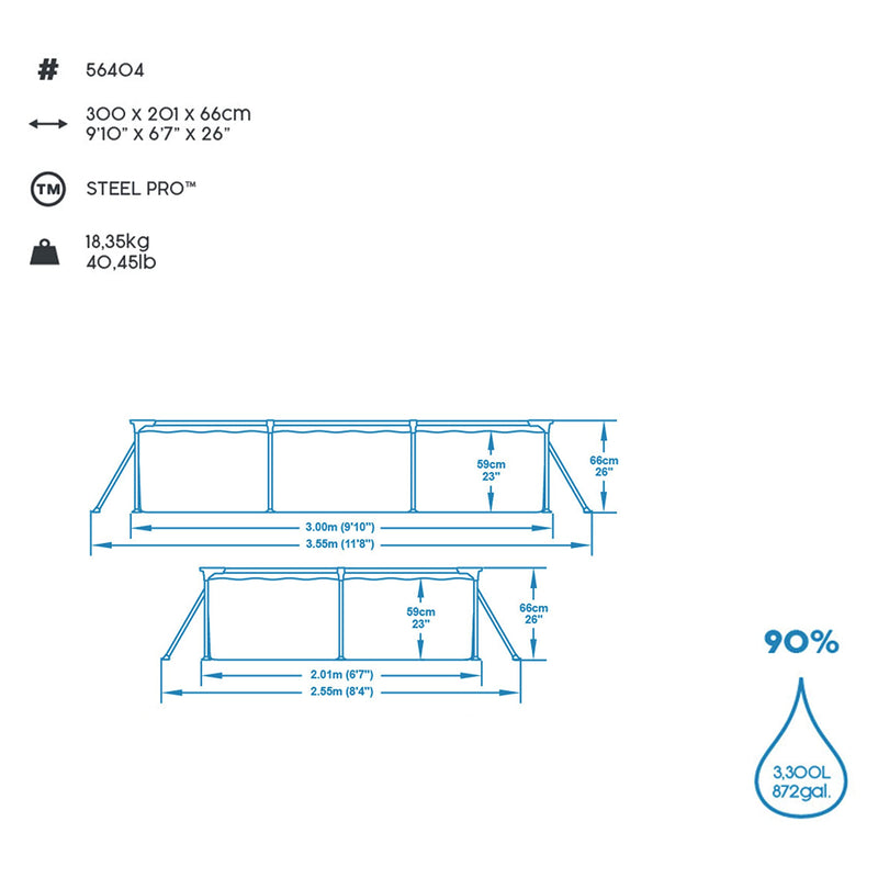 Bestway Steel Pro | Metal Frame Above Ground Pool, Family Outdoor Pool 13.1ft