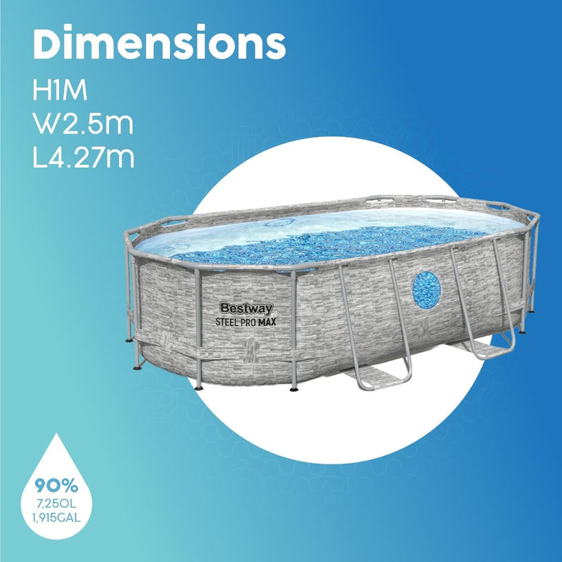 Bestway 14ft Power Steel Above Ground Pool, Round Frame Swimming Pool