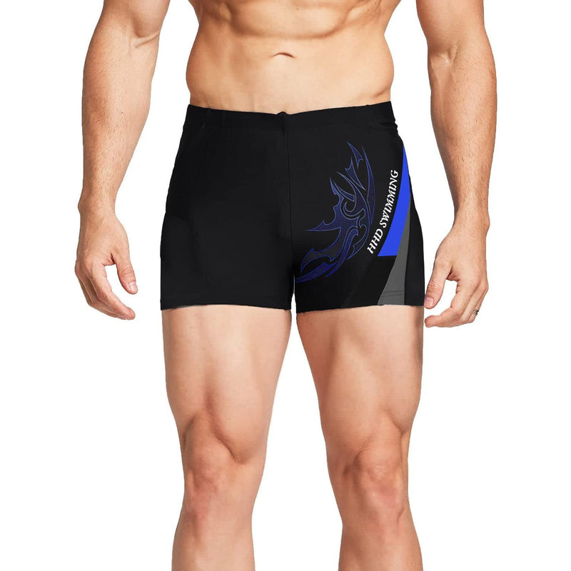 HHD Men's Swimming Trunks Black Trunks Suitable for Beach or Swimming Boxer Swimsuit Bottoms M, L, or XL