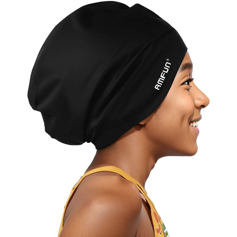 AMFUN Silicone Cover Ears Swimming Caps, Adult Unisex Swim Hat for Long Hair, Elastic Anti-slip Swimming Hat, Hypoallergenic Waterproof Swimming Caps for Men and Women