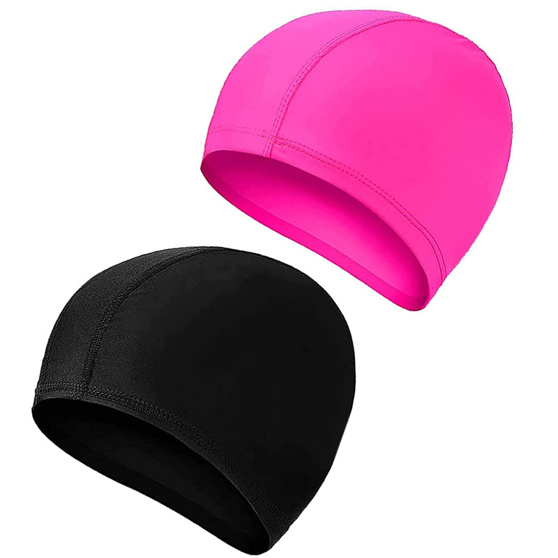 2 Pcs Swimming Caps for Kids Girls Boys and Adult Teenager,Comfortable Light Swimming Caps,Super Stretch No Pull Hair Swim Hats for Long and Short Hair