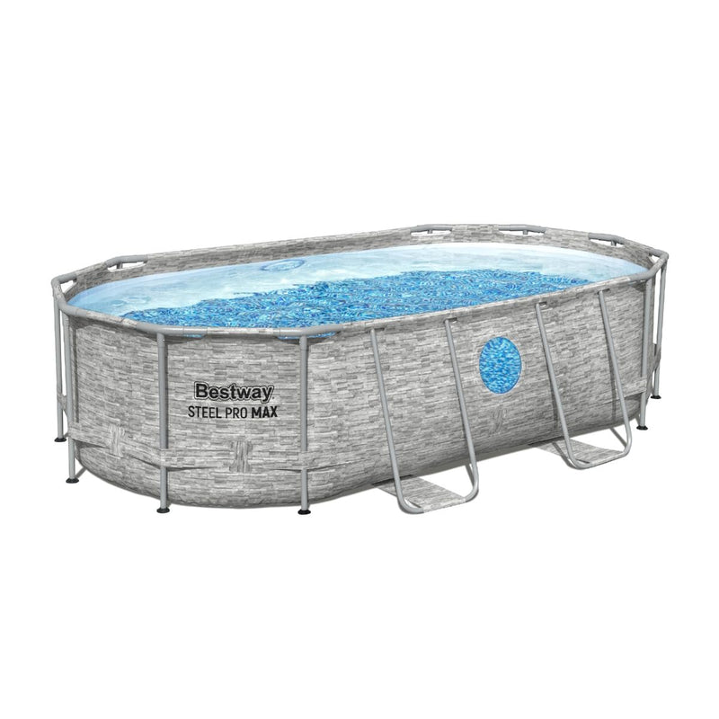 Bestway 14ft Power Steel Above Ground Pool, Round Frame Swimming Pool