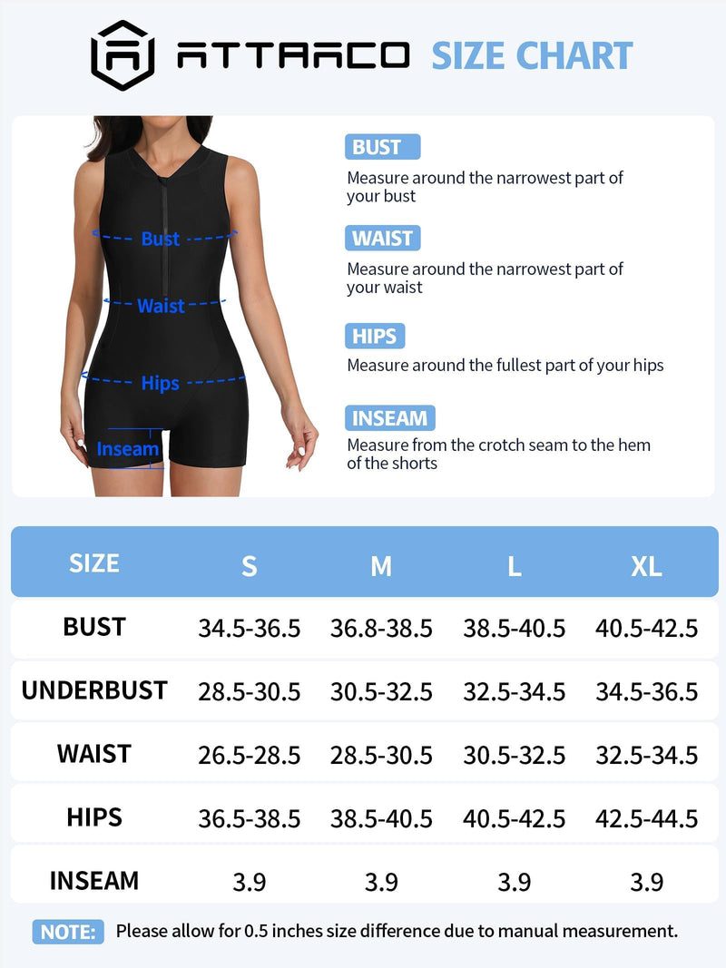 ATTRACO Womens One Piece Zip Up Swimming Costume Boyleg Modest Swimwear Athletic Swimming Suit