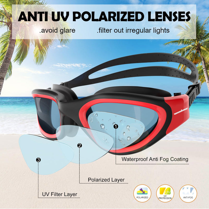 Adult Swimming Goggles,Polarized Open Water Goggles Swimming Anti Fog UV Protection No Leakage Clear Vision Easy to Adjust for Adults Men Women Teenagers