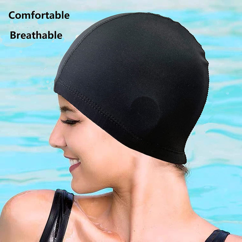 2 Pcs Swimming Caps for Kids Girls Boys and Adult Teenager,Comfortable Light Swimming Caps,Super Stretch No Pull Hair Swim Hats for Long and Short Hair