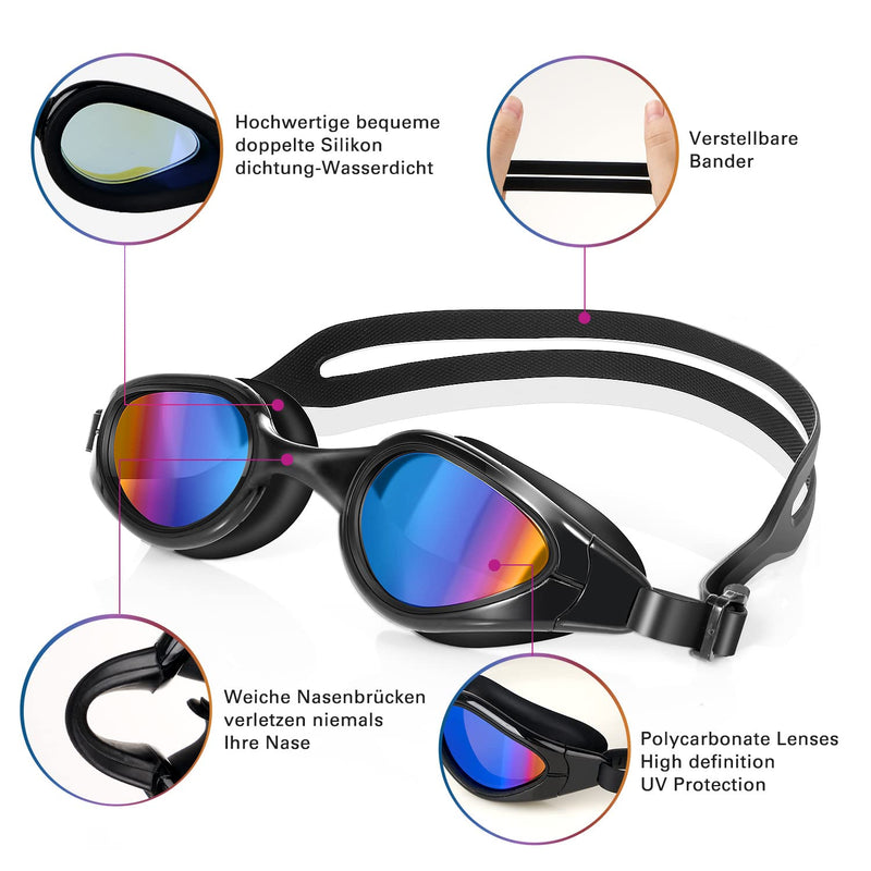 TOPLUS Swimming Goggles - Adult Unisex Swim Goggles with No Leaking, Anti Fog, UV Protection for Men, Women, Kids 8+
