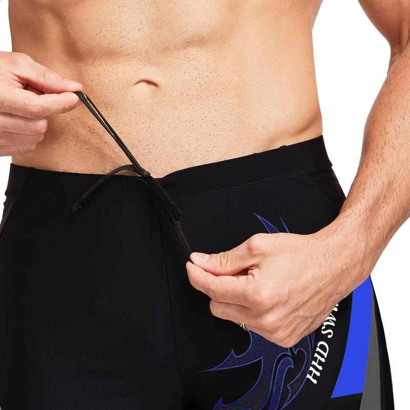 HHD Men's Swimming Trunks Black Trunks Suitable for Beach or Swimming Boxer Swimsuit Bottoms M, L, or XL