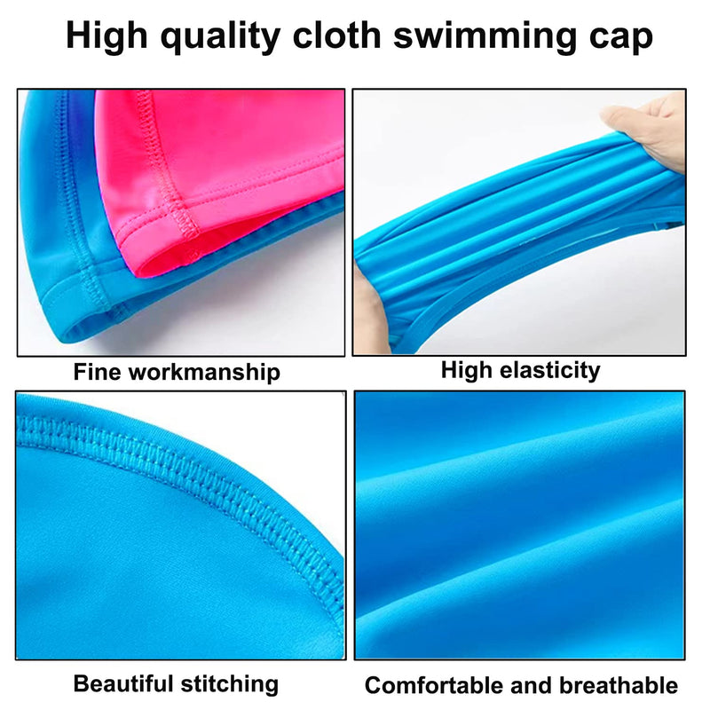 2 Pcs Swimming Caps for Kids Girls Boys and Adult Teenager,Comfortable Light Swimming Caps,Super Stretch No Pull Hair Swim Hats for Long and Short Hair