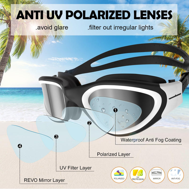 Adult Swimming Goggles,Polarized Open Water Goggles Swimming Anti Fog UV Protection No Leakage Clear Vision Easy to Adjust for Adults Men Women Teenagers