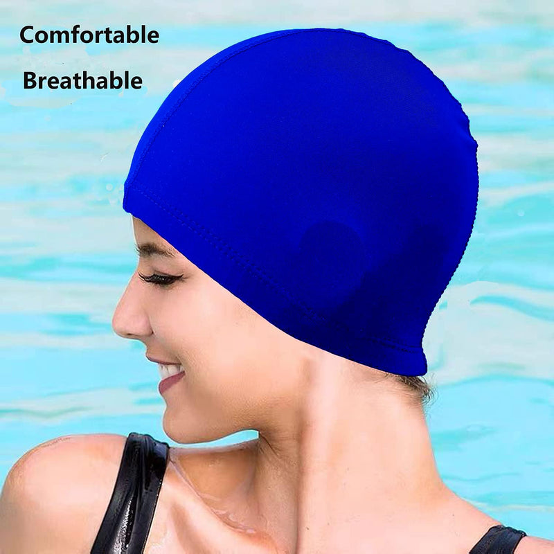 2 Pcs Swimming Caps for Kids Girls Boys and Adult Teenager,Comfortable Light Swimming Caps,Super Stretch No Pull Hair Swim Hats for Long and Short Hair