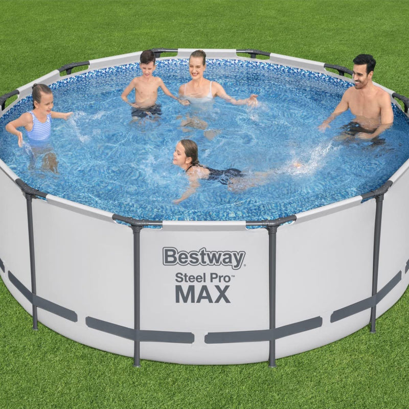 Bestway Steel Pro Max | Round Frame Swimming Pool with Filter Pump, Above Ground Frame Pools, Grey, 10’