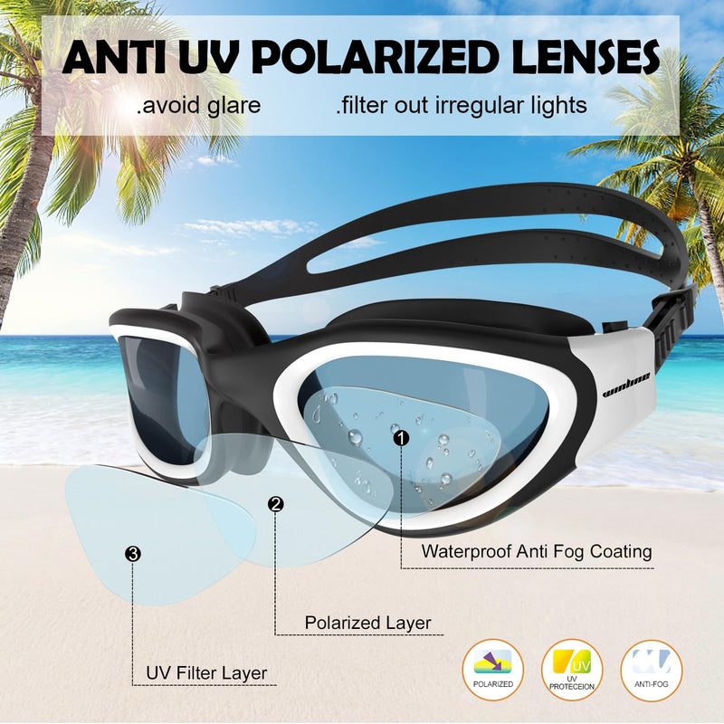 Adult Swimming Goggles,Polarized Open Water Goggles Swimming Anti Fog UV Protection No Leakage Clear Vision Easy to Adjust for Adults Men Women Teenagers