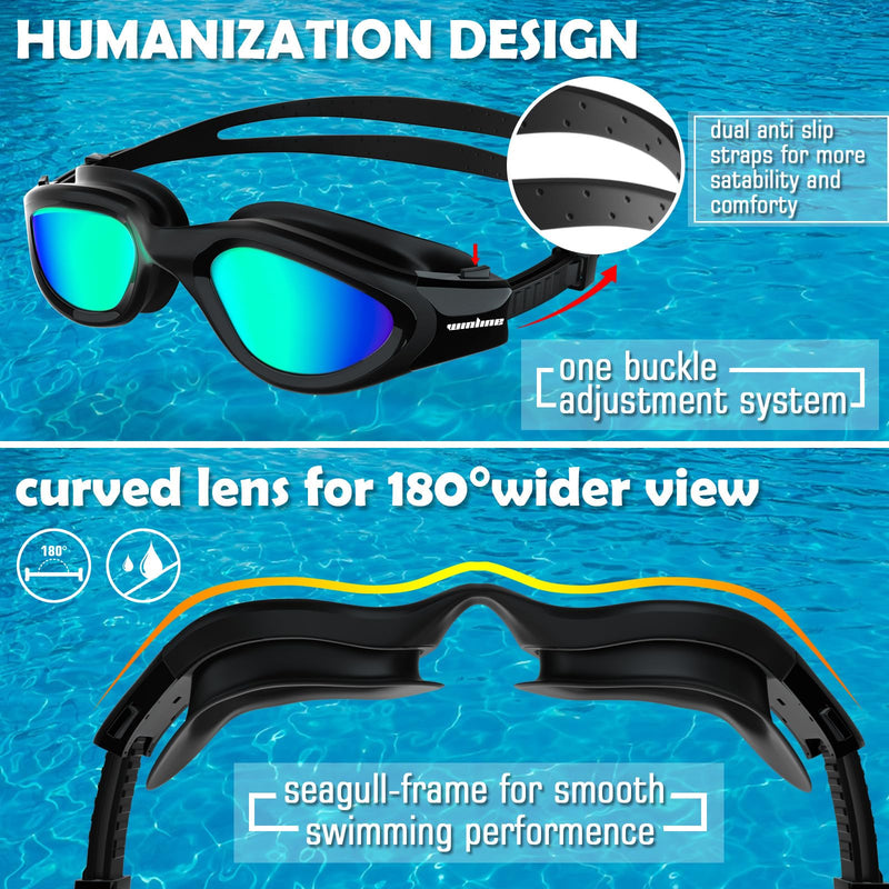 Adult Swimming Goggles,Polarized Open Water Goggles Swimming Anti Fog UV Protection No Leakage Clear Vision Easy to Adjust for Adults Men Women Teenagers