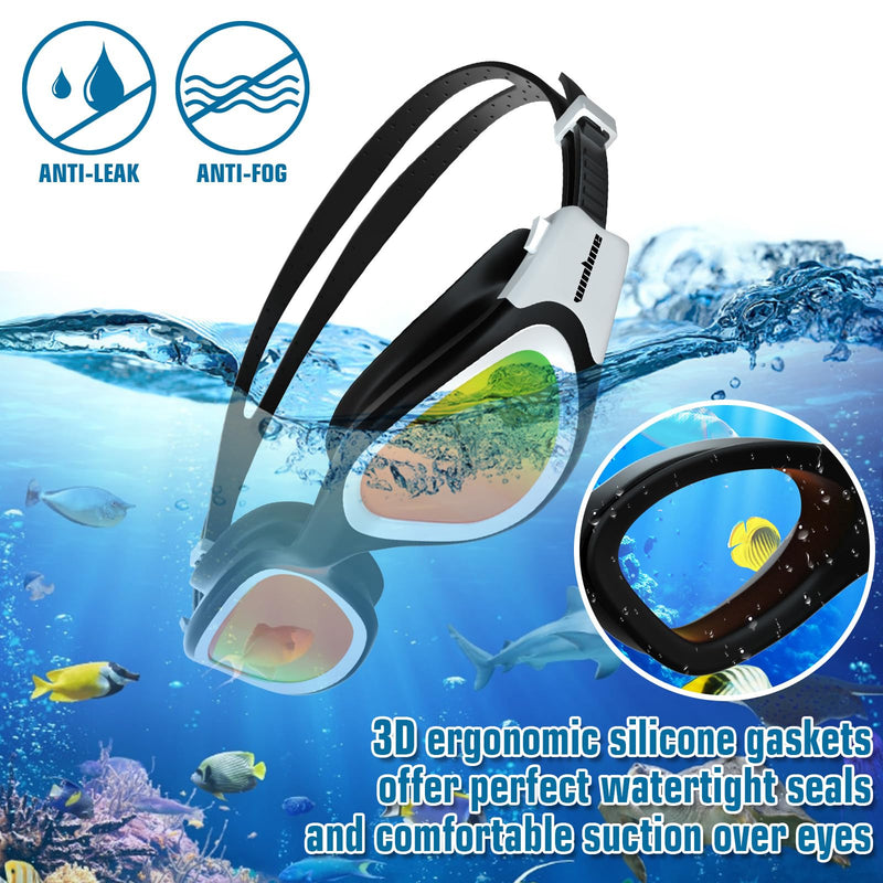 Adult Swimming Goggles,Polarized Open Water Goggles Swimming Anti Fog UV Protection No Leakage Clear Vision Easy to Adjust for Adults Men Women Teenagers