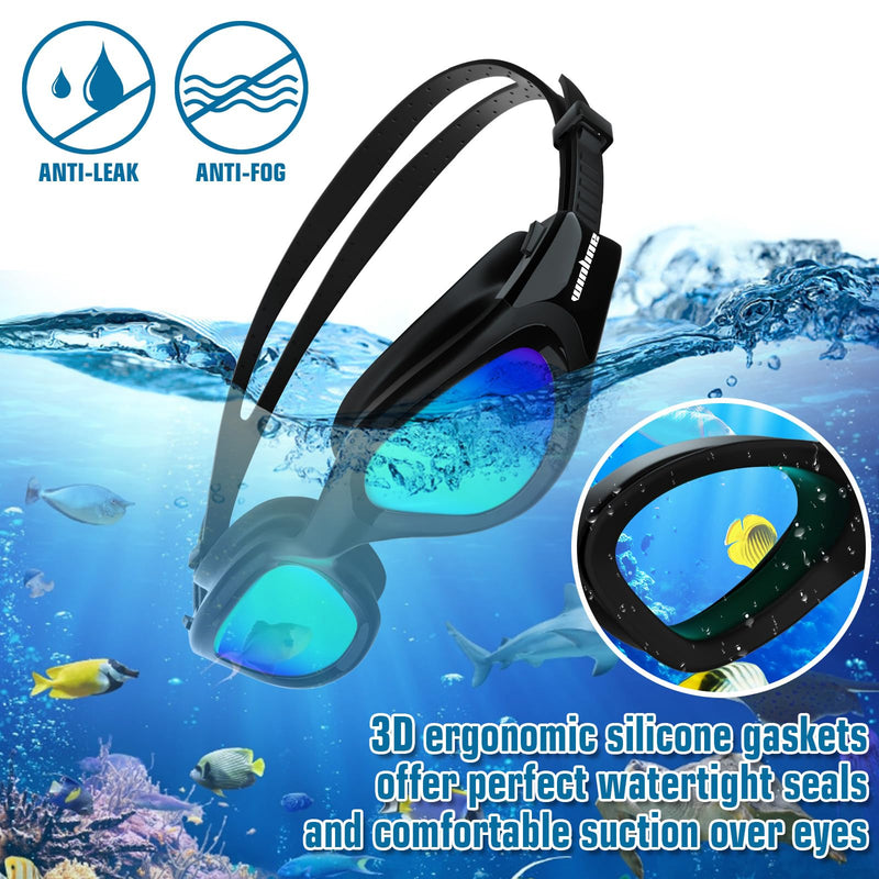 Adult Swimming Goggles,Polarized Open Water Goggles Swimming Anti Fog UV Protection No Leakage Clear Vision Easy to Adjust for Adults Men Women Teenagers