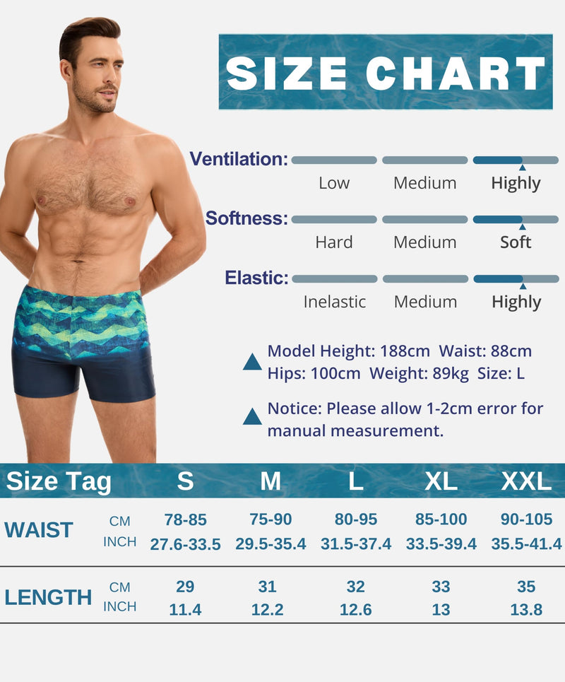 AMZSPORT Swimming Trunks Men, Quick Dry Swim Shorts Beach Board Swimwear