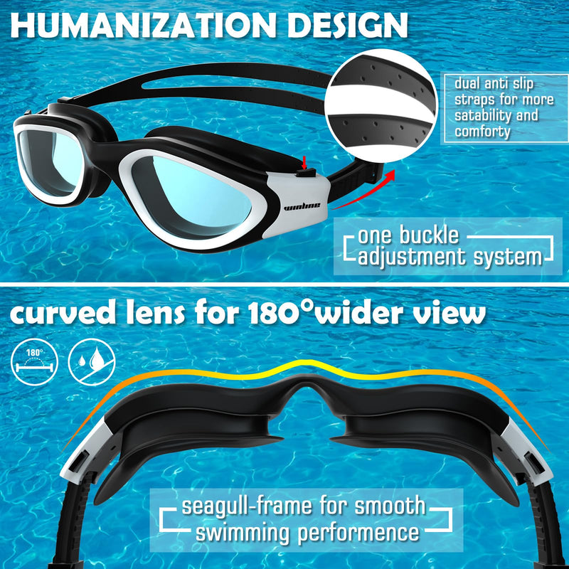 Adult Swimming Goggles,Polarized Open Water Goggles Swimming Anti Fog UV Protection No Leakage Clear Vision Easy to Adjust for Adults Men Women Teenagers