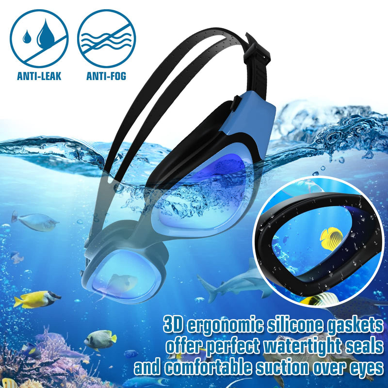 Adult Swimming Goggles,Polarized Open Water Goggles Swimming Anti Fog UV Protection No Leakage Clear Vision Easy to Adjust for Adults Men Women Teenagers