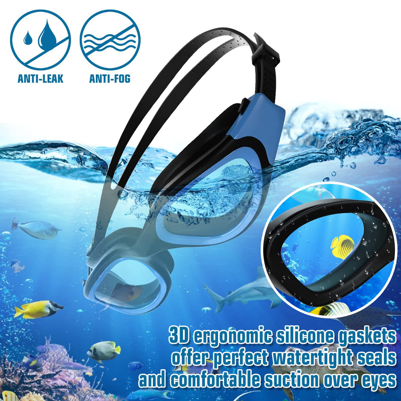 Adult Swimming Goggles,Polarized Open Water Goggles Swimming Anti Fog UV Protection No Leakage Clear Vision Easy to Adjust for Adults Men Women Teenagers