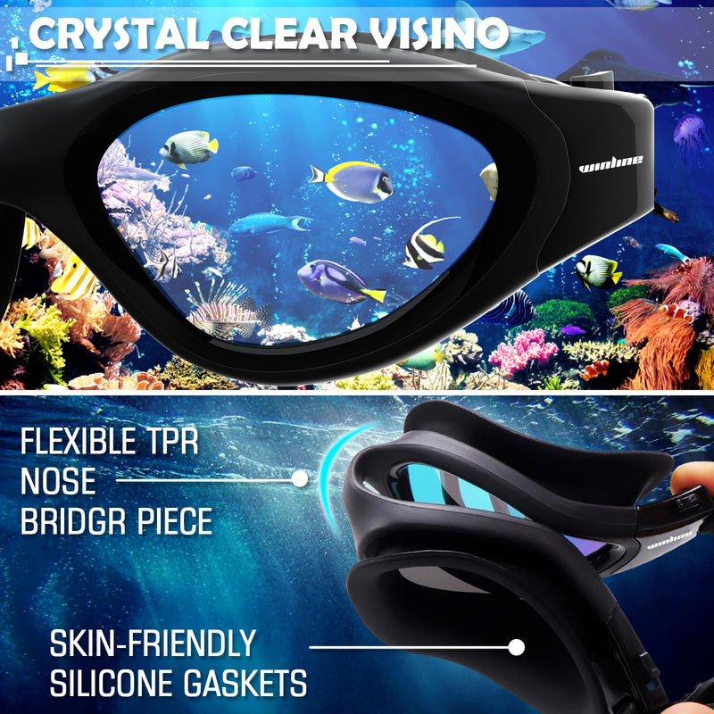Adult Swimming Goggles,Polarized Open Water Goggles Swimming Anti Fog UV Protection No Leakage Clear Vision Easy to Adjust for Adults Men Women Teenagers