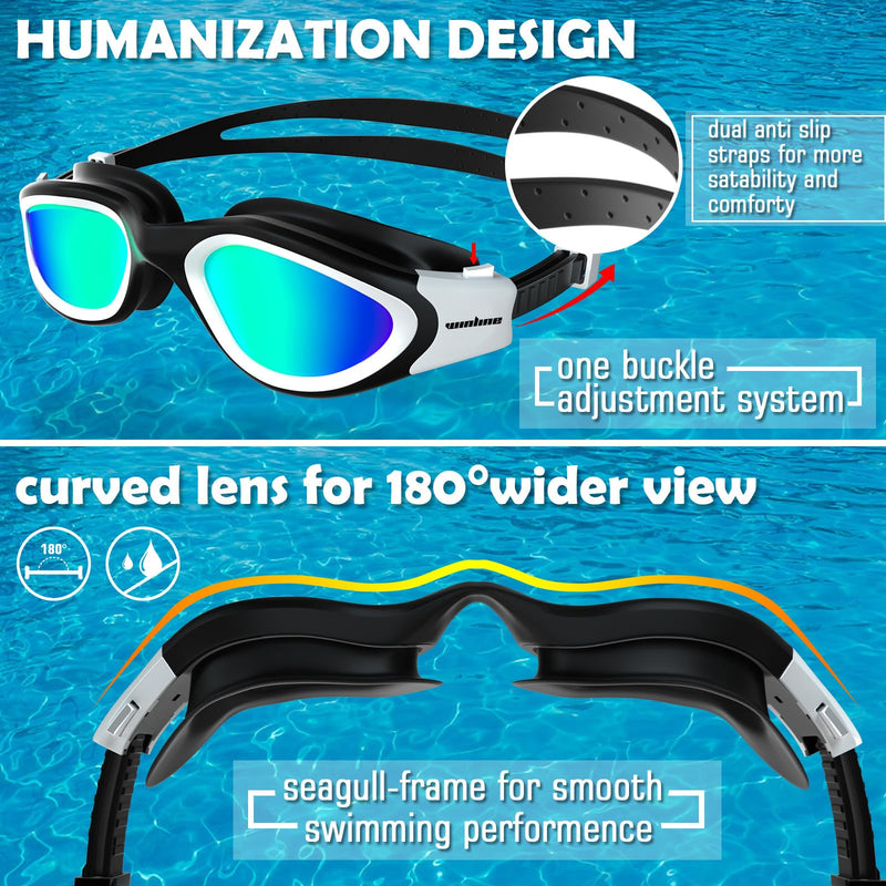 Adult Swimming Goggles,Polarized Open Water Goggles Swimming Anti Fog UV Protection No Leakage Clear Vision Easy to Adjust for Adults Men Women Teenagers