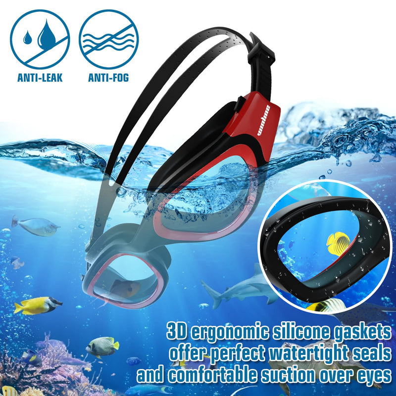 Adult Swimming Goggles,Polarized Open Water Goggles Swimming Anti Fog UV Protection No Leakage Clear Vision Easy to Adjust for Adults Men Women Teenagers