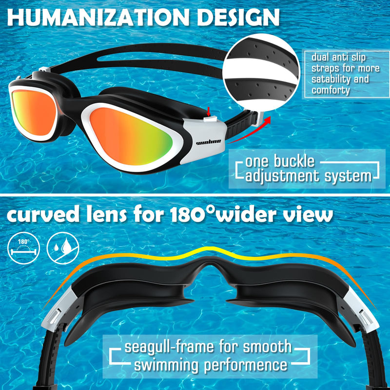 Adult Swimming Goggles,Polarized Open Water Goggles Swimming Anti Fog UV Protection No Leakage Clear Vision Easy to Adjust for Adults Men Women Teenagers