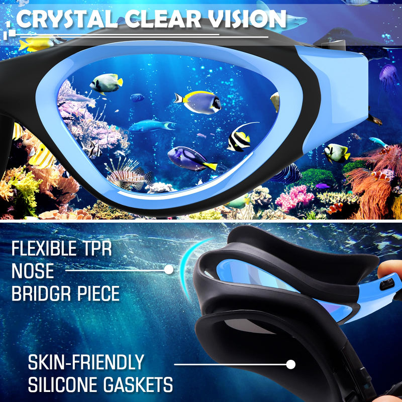 Adult Swimming Goggles,Polarized Open Water Goggles Swimming Anti Fog UV Protection No Leakage Clear Vision Easy to Adjust for Adults Men Women Teenagers