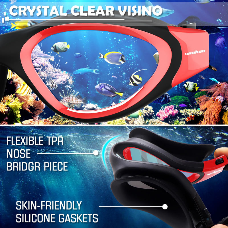 Adult Swimming Goggles,Polarized Open Water Goggles Swimming Anti Fog UV Protection No Leakage Clear Vision Easy to Adjust for Adults Men Women Teenagers