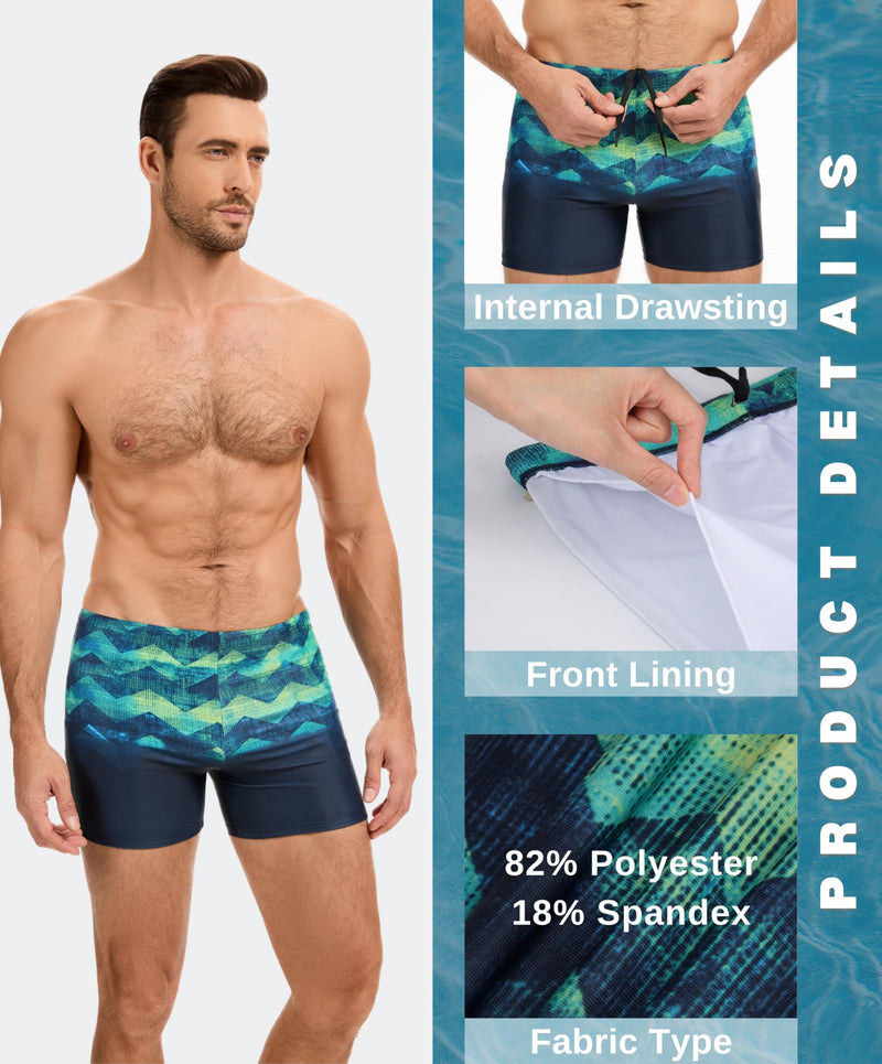 AMZSPORT Swimming Trunks Men, Quick Dry Swim Shorts Beach Board Swimwear