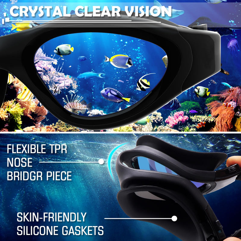 Adult Swimming Goggles,Polarized Open Water Goggles Swimming Anti Fog UV Protection No Leakage Clear Vision Easy to Adjust for Adults Men Women Teenagers