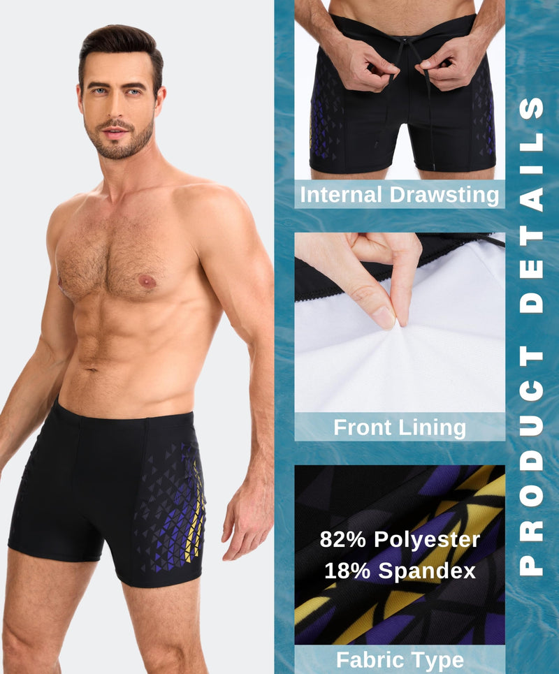 AMZSPORT Swimming Trunks Men, Quick Dry Swim Shorts Beach Board Swimwear