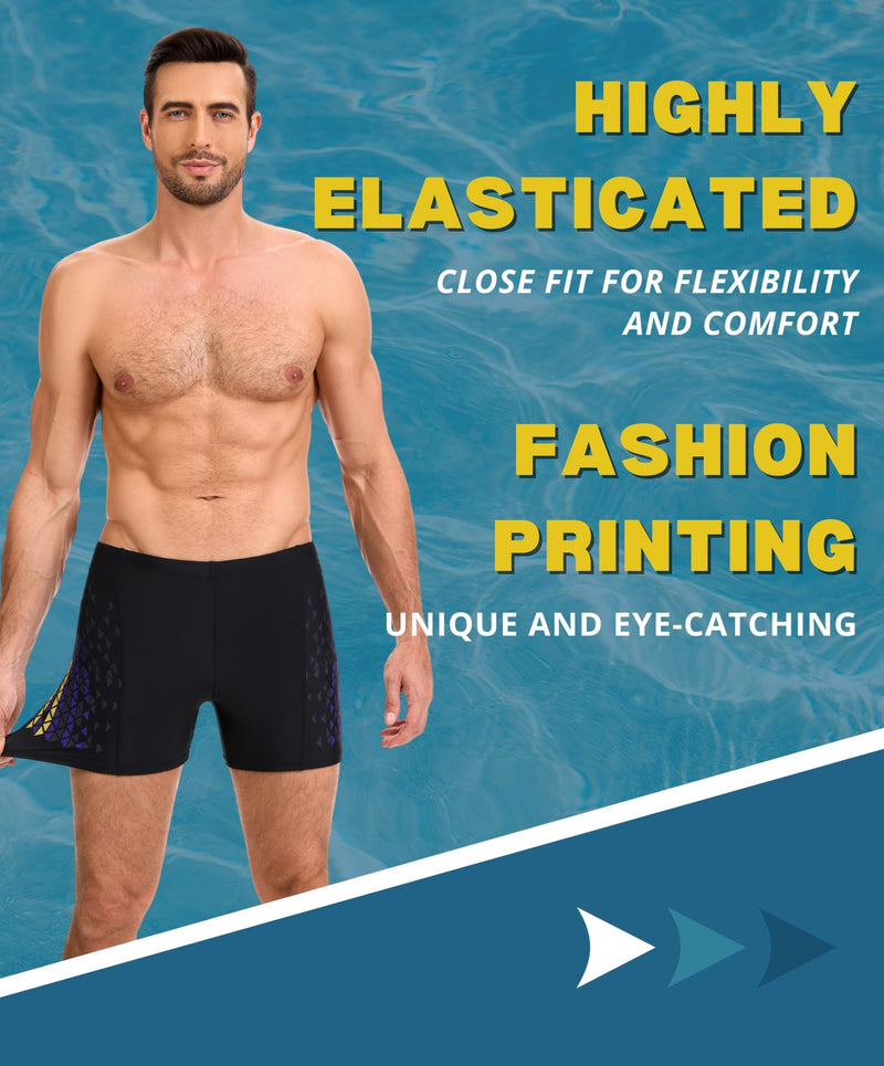 AMZSPORT Swimming Trunks Men, Quick Dry Swim Shorts Beach Board Swimwear