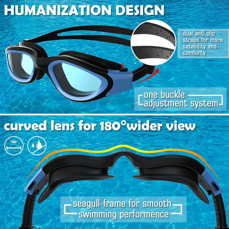 Adult Swimming Goggles,Polarized Open Water Goggles Swimming Anti Fog UV Protection No Leakage Clear Vision Easy to Adjust for Adults Men Women Teenagers