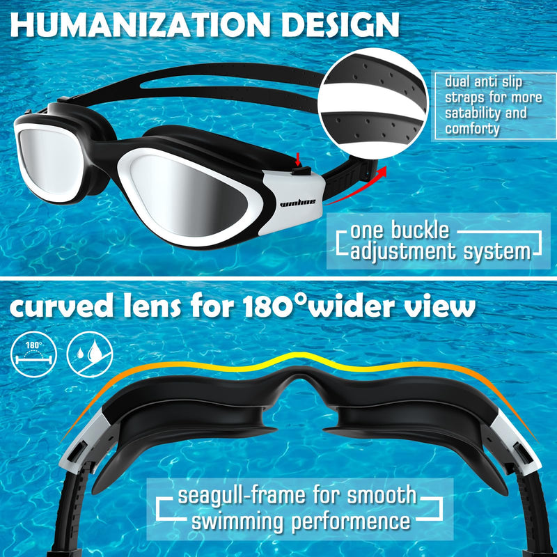 Adult Swimming Goggles,Polarized Open Water Goggles Swimming Anti Fog UV Protection No Leakage Clear Vision Easy to Adjust for Adults Men Women Teenagers