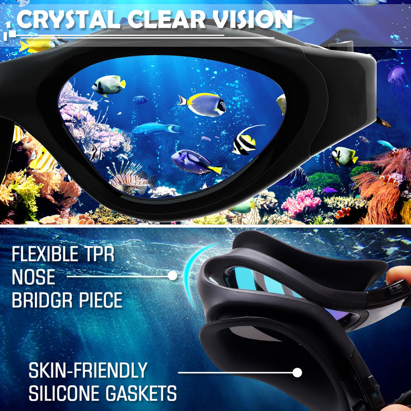 Adult Swimming Goggles,Polarized Open Water Goggles Swimming Anti Fog UV Protection No Leakage Clear Vision Easy to Adjust for Adults Men Women Teenagers
